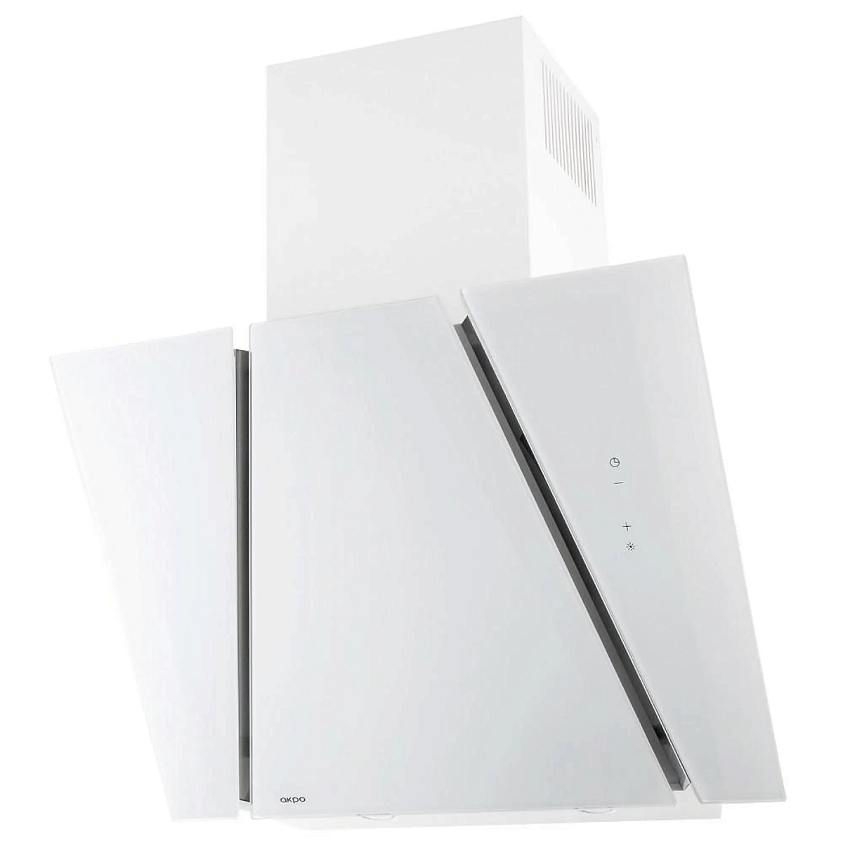 Вытяжка наклонная AKPO WK-9 Cetias 90 Inox/White Glass (1100 м³/ч / 111 Вт /  2 LED лампы по 2 Вт / ширина - 90 см / белое стекло)