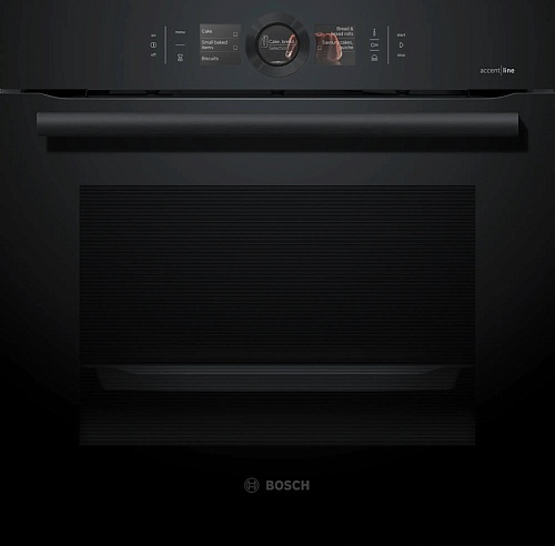 Духовой шкаф с добавлением пара Bosch HSG856XC7 (Serie8/ 71 л / до 250°C / Чёрное стекло / Гриль / Телескоп. напр. (x3) / EcoClean Direct / SoftClose)-0