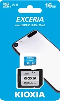 Память micro Secure Digital Card  16Gb class10 KIOXIA (Toshiba) / с адаптером SD [LMEX1L016GG2]