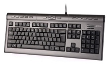 Клавиатура A4Tech Fstyler KLS-7MUU, USB, 1.5м., серебристый/черный, + USB порт и 3.5мм для гарнитуры.