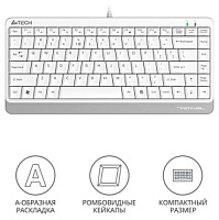 Клавиатура A4Tech Fstyler FKS11, USB, 1.5м., белый/серый.