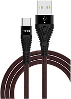Кабель TFN USB Type-C - USB, плетеный, 3A, 1 метр, черный (TFN-CFZUSBCUSB1MBK)