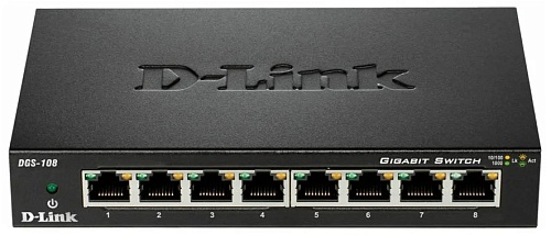 Коммутатор D-LINK DGS-108 Неуправляемый гигабитный коммутатор с 8 портами 