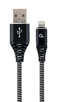 Кабель GEMBIRD Lightning - USB, плетеный, 2 метра, черный/белый (CC-USB2B-AMLM-2M-BW) 
