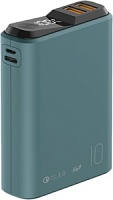 Портативная батарея OLMIO QS-10 (18W PD/QC3.0) 10000mAh, зеленая soft-touch