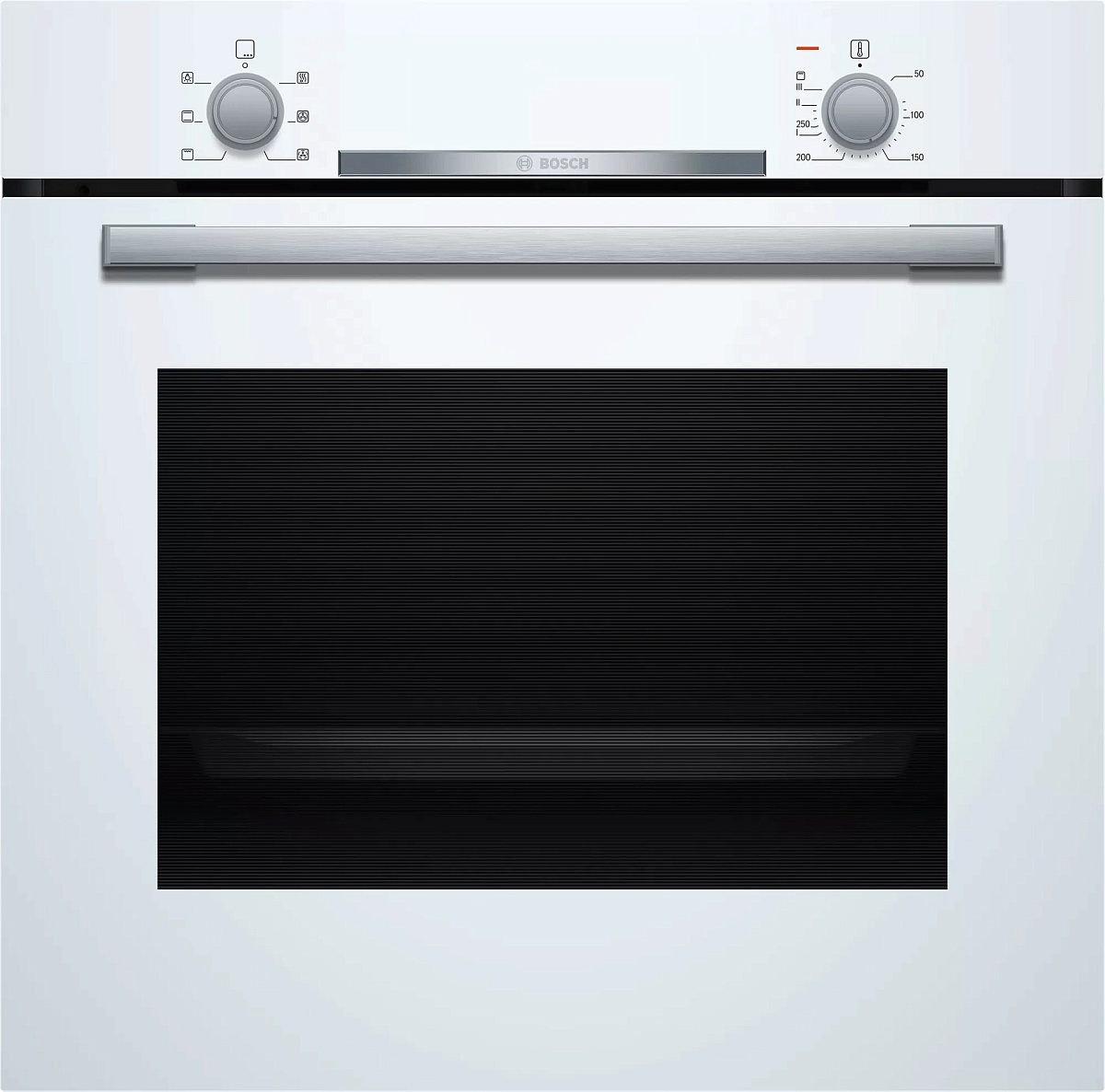 Духовой шкаф Bosch HBA530BW0S (Serie2 / 71 л / до 275 °C / Белое стекло / Гриль / съемные направляющие / EcoClean (задняя стенка) / A)