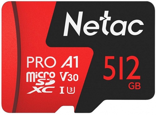 Память micro Secure Digital Card 512Gb class10 V30 UHS I U3 Netac / c адаптером SD [NT02P500PRO-512G-R]