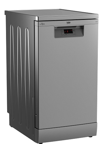 Машина посудомоечная отдельностоящая 45 см Beko BDFS15020S (10 комплектов / 2 полки / Расход воды - 11,9 л / Серебристый)