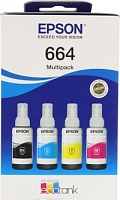 C13T66464A Контейнер комплект Epson C13T66464A/C13T664640 L100 СМYK  (664-ёмкость с чернилами 4*70мл) 