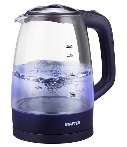 Чайник MARTA MT-1097 (2250Вт / 1,7л / стекло / темный топаз)
