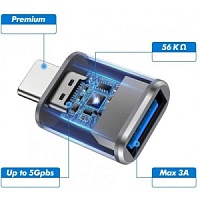 Переходник USB Type-C - USB 3.0 KS-is (KS-388), вилка - розетка, cкорость передачи: до 5 Гб/сек