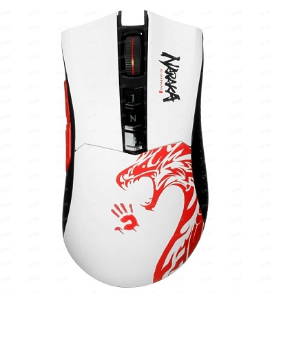 Игровая беспроводная мышь A4Tech Bloody R90 Plus Naraka (5000 dpi), игровая,  оптическая, беспроводная, USB, белый