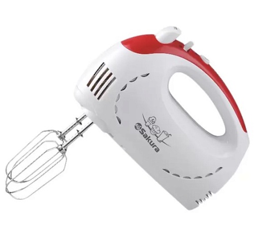 Миксер Sakura SA-6319R (350 Вт/ ручной/ скоростей 5/ насадок 2 шт/ турборежим/ белый)