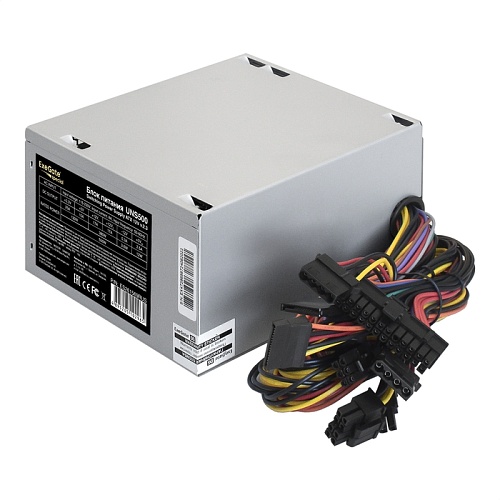 Блок питания ExeGate  500W UNS500 ATX (кабель 220V в комплекте), 12cm fan, 24p, 4p, PCIe, 3SATA, 2IDE, FDD ES261569RUS-PC
