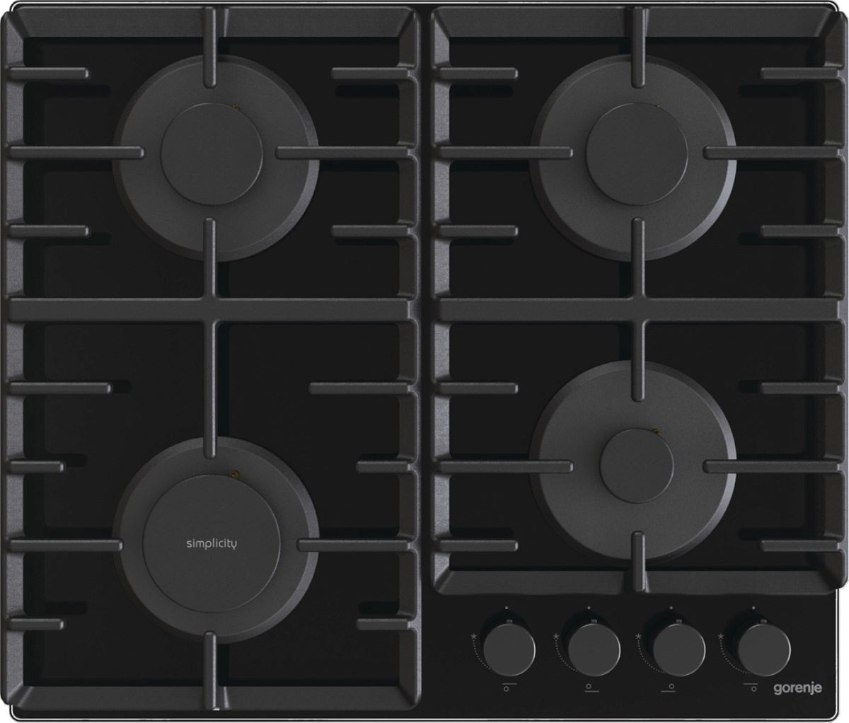 Поверхность газовая Gorenje GT642SYB (Simplicity 2.1 / черный / закаленное стекло / чугун)