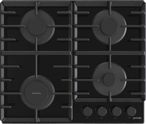 Поверхность газовая Gorenje GT642SYB (Simplicity 2.1 / черный / закаленное стекло / чугун)
