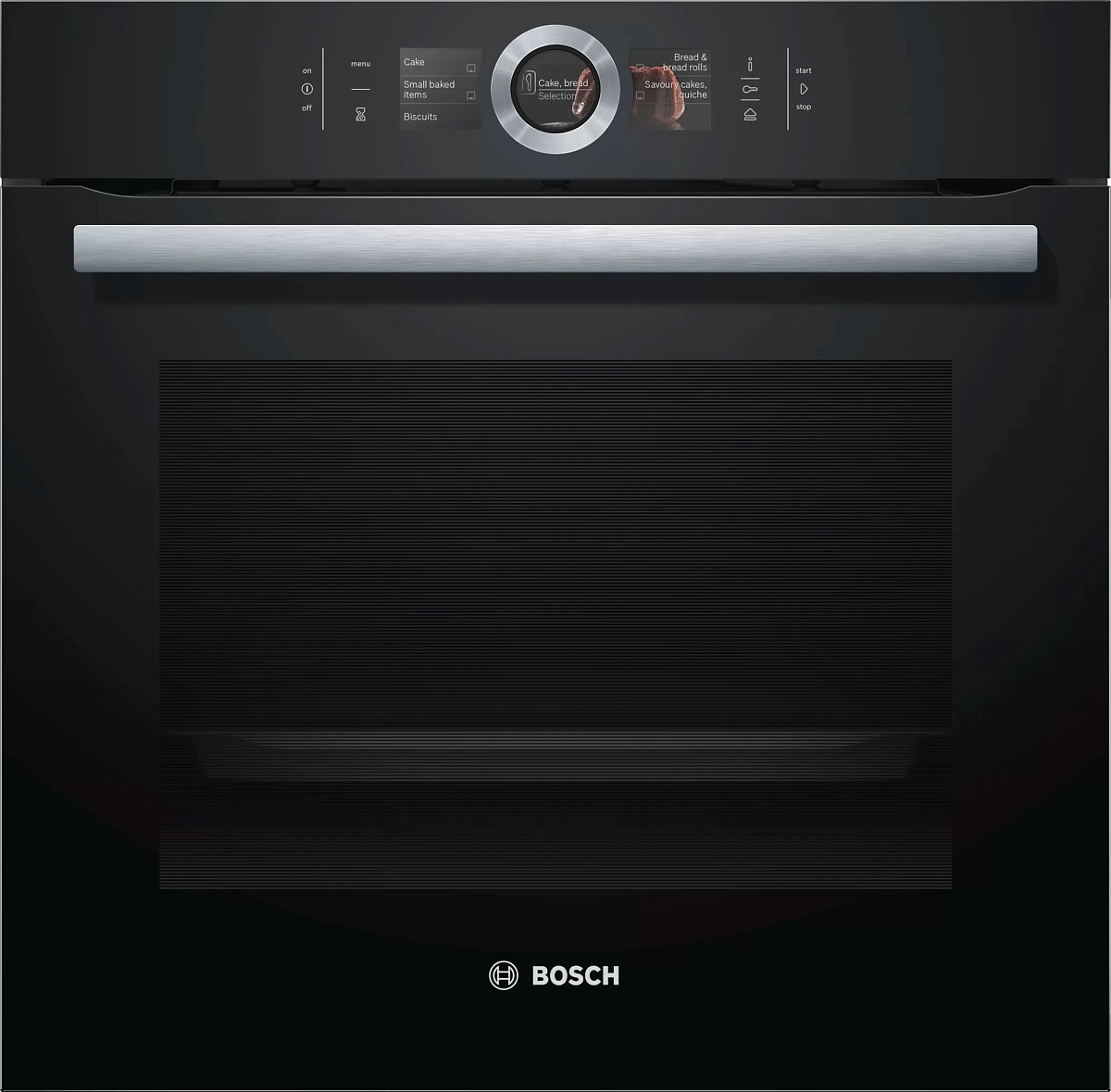 Духовой шкаф-пароварка Bosch HSG636BB1 (Serie8 / чёрный / Термощуп / EcoClean / TFT-дисплей / SoftClose/ 4D-HotAir / Пар)