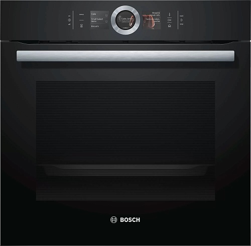 Духовой шкаф-пароварка Bosch HSG636BB1 (Serie8 / чёрный / Термощуп / EcoClean / TFT-дисплей / SoftClose/ 4D-HotAir / Пар)