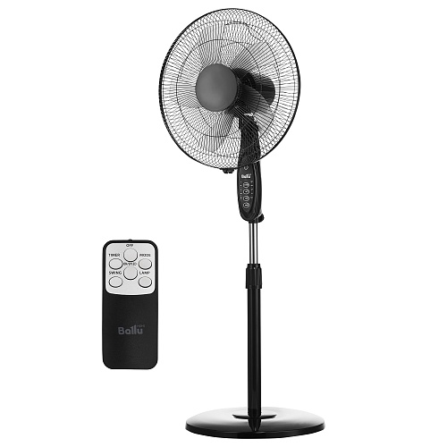 Вентилятор напольный Ballu BFF-860R ( 45 Вт / скоростей 3 / диаметр 38 см / пульт ДУ / таймер / тяжелая база / чёрный)