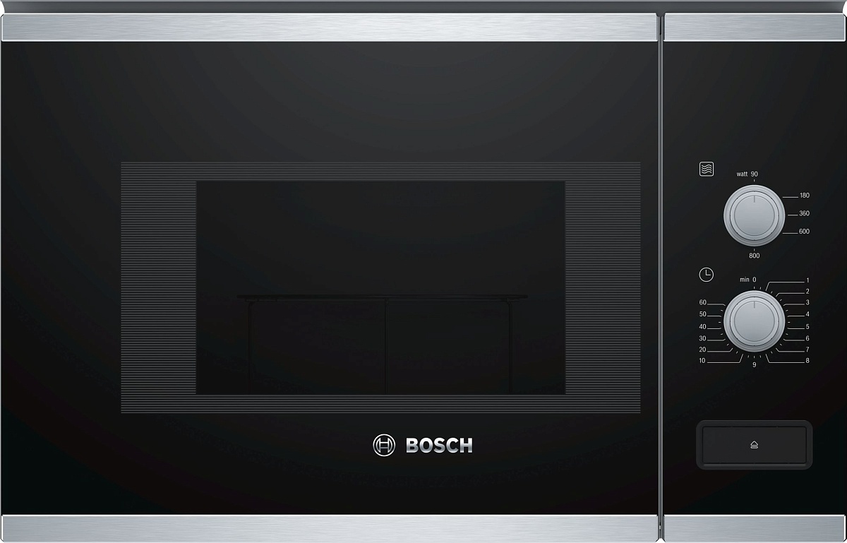 Микроволновая печь встраиваемая Bosch BFL520MS0 (Serie4 / черный/нерж / 20л / ширина - 59,4 см / 800Вт)