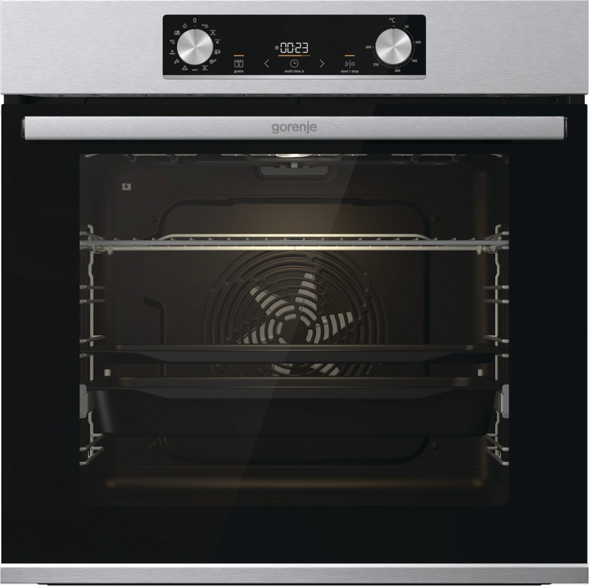 Духовой шкаф Gorenje BPS6737E14X (Essential / Нерж. / SilverMatte / IconLED / AirFry / GentleBake / UltraCoolDoorQuadro / телескоп / пиролиз)