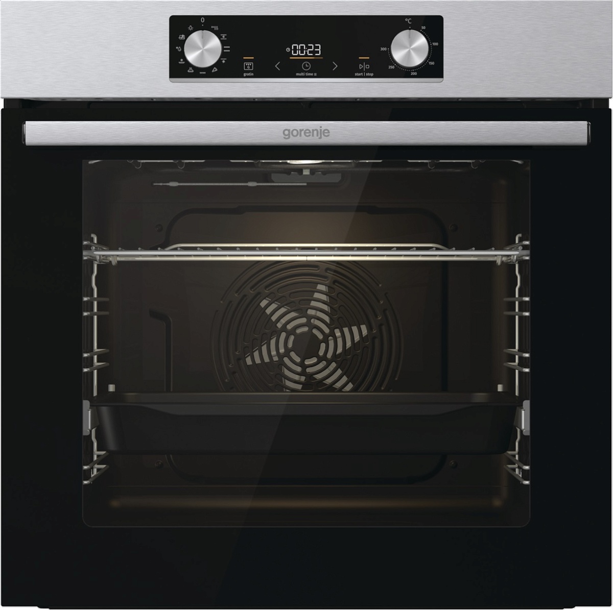 Духовой шкаф Gorenje BO6735E05X (Essential / 77 л / до 300 °C / Нерж. сталь, стекло / AquaClean / PerfectGrill / телескоп. напр. (x1) / А / IconLED)-0
