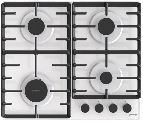 Поверхность газовая Gorenje GT642SYW (Simplicity 2.1 / белый / закаленное стекло / чугун)