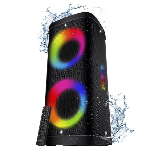 Беспроводная портативная колонка SVEN PS-950 / 160W / TWS / microSD / USB / FM / Bluetooth / IPx4 / Батарея 8800mAh / LED подсветка / караоке