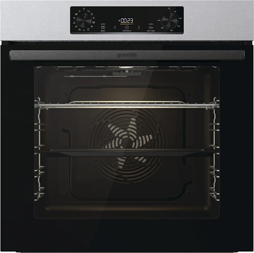Духовой шкаф Gorenje BOB6737E01X (Essential / 77 л / до 300 °C / Нерж.+ чёрное стекло / AquaClean / PerfectGrill / съемные направляющие / А / IconLED)-0