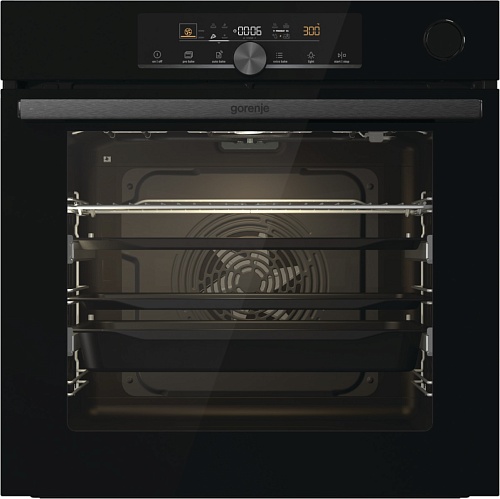 Духовой шкаф с добавлением пара Gorenje BSA6747A04BG (Advanced / 77 л / до 300 °C / Чёрный, стекло / CataClean / Per.Grill / телескоп. напр. (x2) / A+