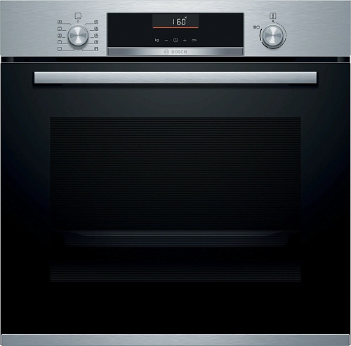 Духовой шкаф Bosch HBA5360S0 (Serie6 / 71 л / до 275 °C / Нерж.сталь + чёрное стекло / Гриль /Телескоп. напр.(x1) / EcoClean Direct (задняя стенка)/A)