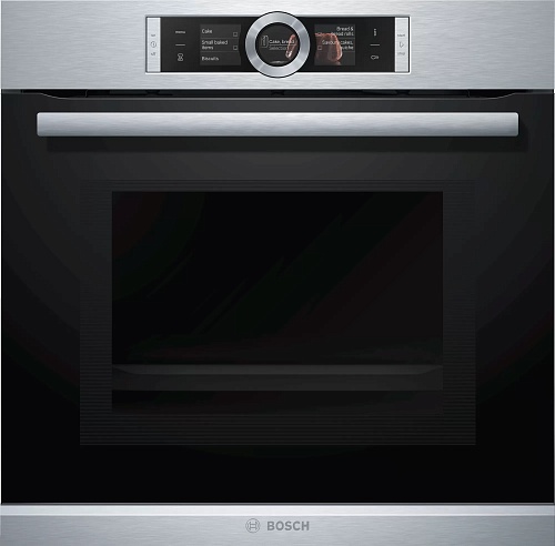 Духовой шкаф с микроволновкой Bosch HMG636RS1 (Serie8 / 67 л / до 300 °C / Нерж. сталь + чёрное стекло / PerfectChef / PerfectBake / SoftClose / A+)