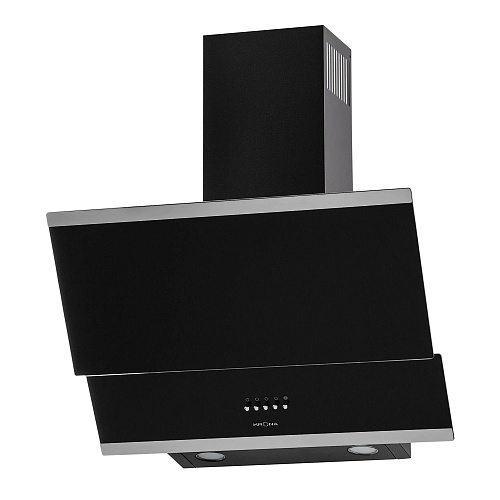 Вытяжка наклонная KRONA IRIDA 600 black PB (863 м³/ч / 125 Вт / LED освещение 2x3 Вт / ширина - 59.6 см / чёрное стекло)