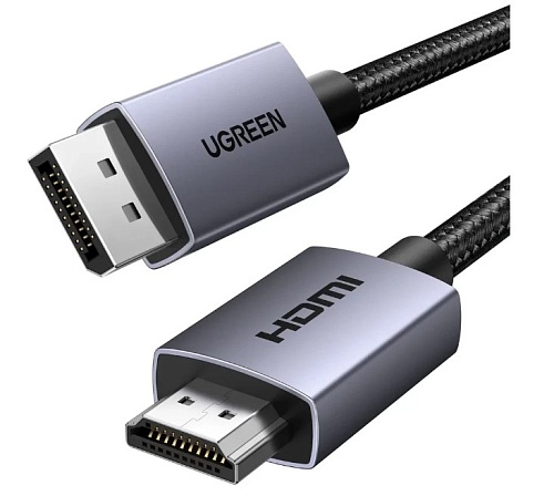 Кабель Displayport - HDMI Ugreen DP 125 (35841), DP v1.2, HDMI v1.4 4K@30Hz, вилка-вилка, длина - 1,5 метра