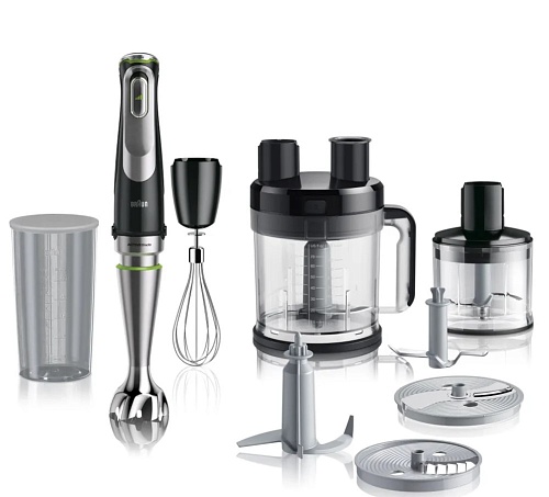 Блендер Braun Multiquick 9 MQ9185XLI (1200 Вт/ скоростей 3/ турборежим/ венчик, измельчитель, комбайн, стакан)-0