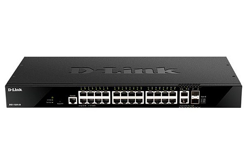 Коммутатор D-LINK DGS-1520-28 Управляемый L3 стекируемый коммутатор с 24 портами 10/100/1000Base-T, 2 портами 10GBase-T и 2 портами 10GBase-X SFP+