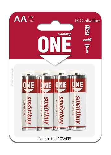 Батарейки BL4 Smartbuy ONE LR6/4B (48/480) (SOBA-2A04B-Eco) алкалиновая  BL4 (цена за 4 шт.)