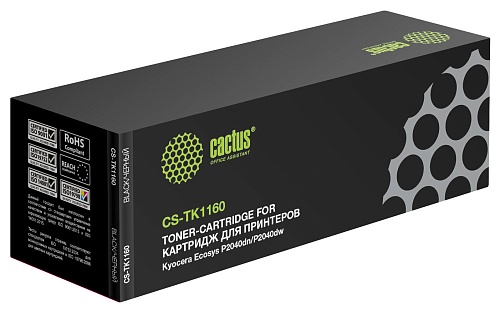 Тонер-картридж Kyocera TK-1160 для Cactus CS-TK1160 черный (7200стр.) для Kyocera Ecosys P2040dn/P2040dw-0