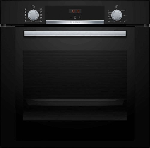 Духовой шкаф с добавлением пара Bosch HRA334EB0 (Serie 4 / 71 л / до 275 °C / Чёрное стекло / Гриль / Телескоп. напр. (x1) / EcoClean Direct / A)-0
