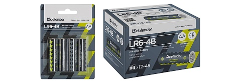 Батарейки BL4 Defender LR6 алкалиновая LR6-4B AA, в блистере 4 шт. BL4 (цена за 4 шт.)