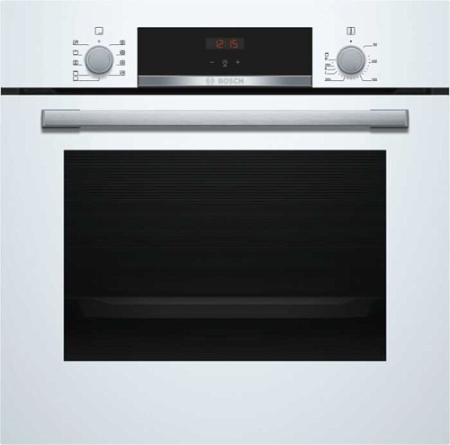 Духовой шкаф Bosch HBA534BW0 (Serie4 / 71 л / до 275 °C / Белое стекло / Гриль / съемные направляющие / EcoClean (задняя стенка) / A)