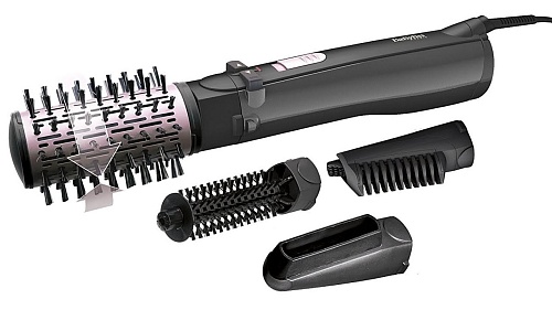 Фен-щетка BaByliss AS200E (1000 Вт, вращающаяся щетка, диаметр - 20 мм, 50 мм, генератор ионов, насадок - 4 шт, шнур - 1.8 м)