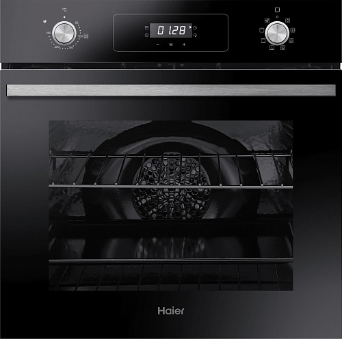 Духовой шкаф Haier HOD-P08WGB (70 л / Чёрное стекло / Гриль / Телескоп.напр.(x1) / AquaClean / A+)-0