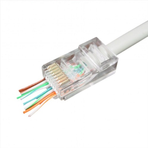 Коннектор Gembird RJ-45 (8P8C) кат.5 (упаковка 10 штук) со сквозным отверстием