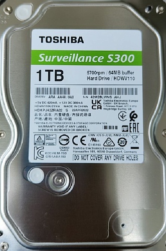 Жесткий диск  1000Gb Toshiba 64Mb SATA3 S300 HDKPJ42ZRA02S-1