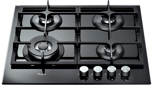 Поверхность газовая Whirlpool AKT 6465/NB (Чёрная / 4 конфорки / Чугунные решетки / Закаленное стекло / Электроподжиг / Газ контроль)