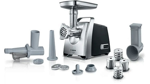 Мясорубка Bosch MFW68660 (2200 Вт/ 4,3 кг/мин/ корпус - металл, пластик/ реверс/ 7 насадок /черный)