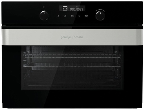 Духовой шкаф компактный с микроволнами Gorenje BCM547ORAB (Ora-Ito / черный / AquaClean / дисплей IconLED+ / FastPreheat / HomeMADE / Cool Door)