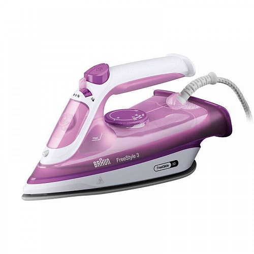 Утюг Braun FreeStyle 3 FI3124PU фиолетовый (2400 Вт/ подошва - керамика/ паровой удар - 160 г/мин/ 2 м)-0