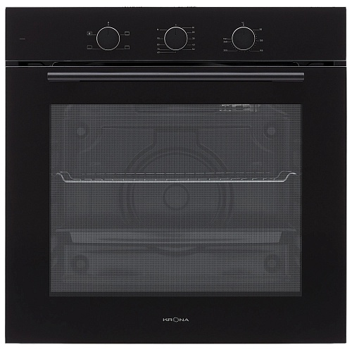 Духовой шкаф KRONA ELEMENT 60 BL/BL (78 л / до 260 °C / Чёрное стекло / Традиционная очистка / Гриль / Рельефные направляющие / А)